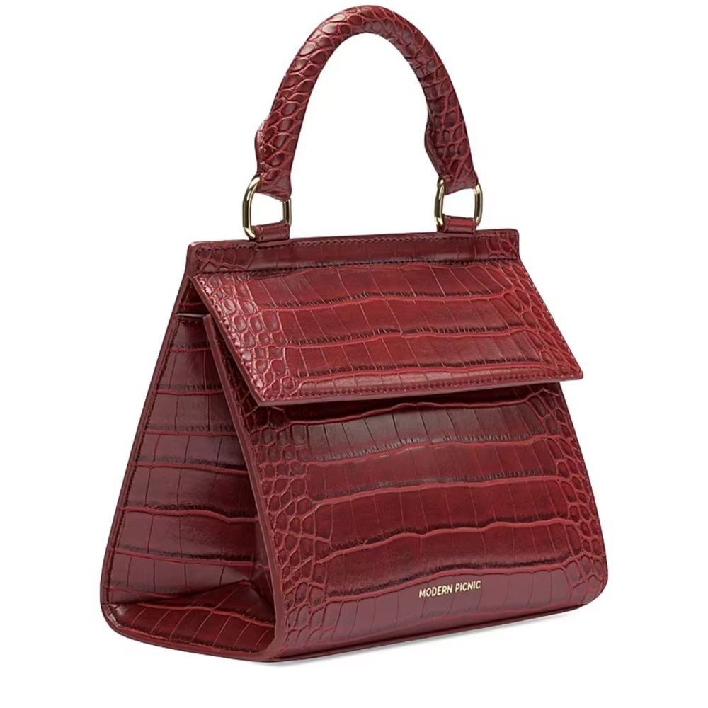 Modern Picnic "Luncher" insulated lunch bag in the Red Croc vegan leather